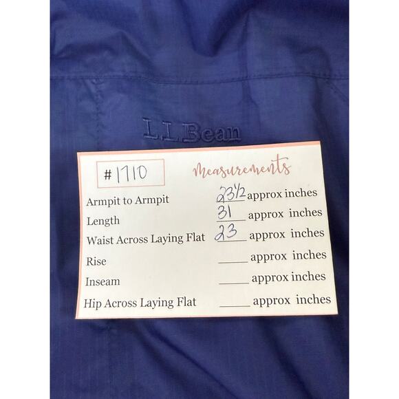 LL Bean Blue Fleece Lined Insulated Hooded Zipper Up Utility Rain Coat Size XL - Picture 9 of 9